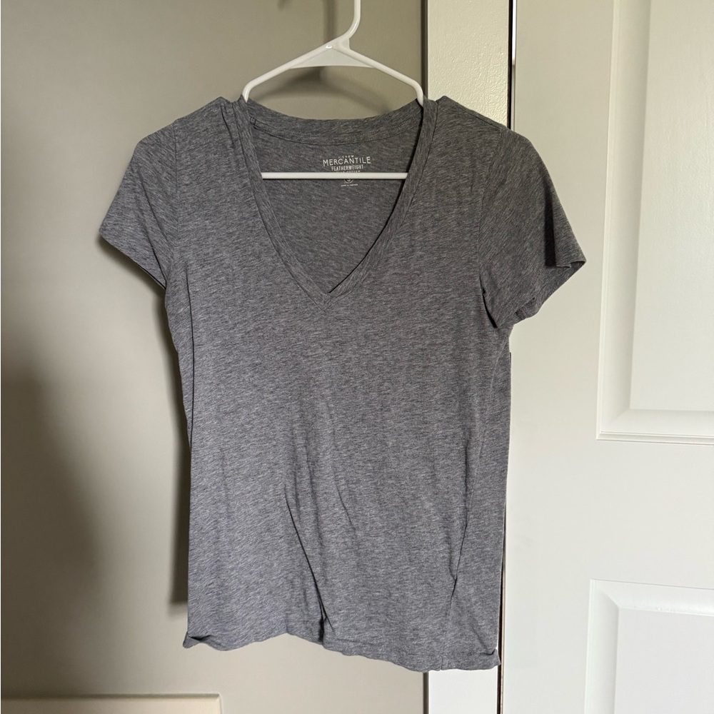 Women's Gray V-Neck Top